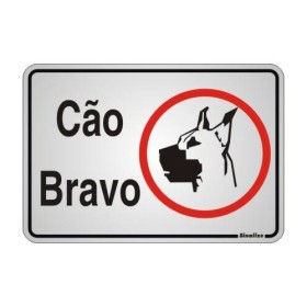 Placa sinalização alumínio 16 x 23 150AH "Cão Bravo"