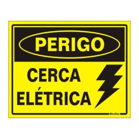 Placa sinalização PVC 15 x 20 200BS "Perigo Cerca Elétrica"