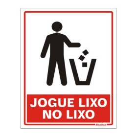 Placa sinalização PVC 15 x 20 200AQ "Jogue Lixo no Lixo"