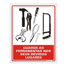 Placa sinalização PVC 15 x 20 200AV "Guarde as ferramentas em seus devidos lugares"