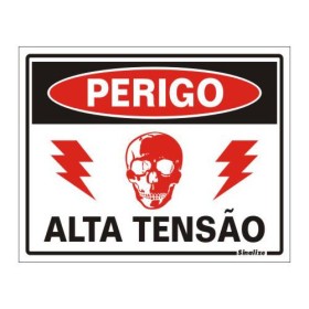 Placa sinalização PVC 15 x 20 200BE "Perigo Alta Tensão"