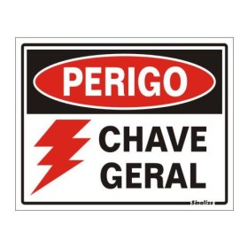 Placa sinalização PVC 15 x 20 200BF "Perigo Chave Geral"