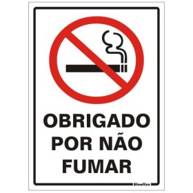 Placa sinalização PVC 20 x 30 250AK "Obrigado por Não Fumar"