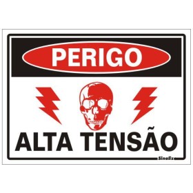 Placa sinalização PVC 20 x 30 250AO "Perigo Alta Tensão"