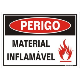 Placa sinalização PVC 20 x 30 250AP "Perigo Material Inflamável"