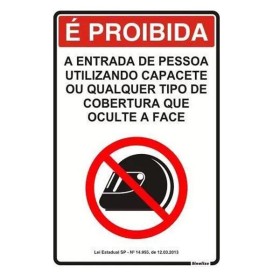 Placa sinalização PVC 20 x 30 250SP "Lei Proibido Capacete"