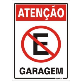 Placa sinalização PVC 20 x 30 250AZ "Atenção Garagem"