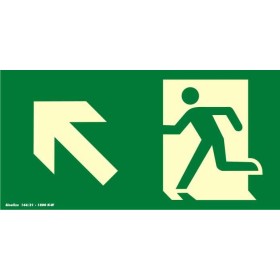 Placa sinalização rota de fuga PVC 315AE "Saída de emergência seta inclinada para esquerda e para cima"