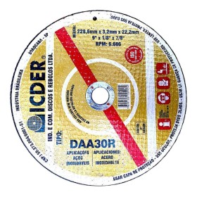 Disco Corte Inox 230mm P/Esmerilhadeira 9" Icder DAA30R