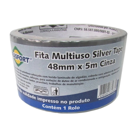 Fita Silver Multiuso Reforçada Cinza Prata 48mmx5m Brasfort