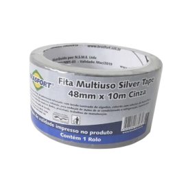 Fita Silver Multiuso Reforçada Cinza Prata 48mmx10m Brasfort