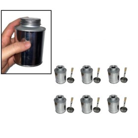 6 Lata Tampa Rosca C/Pincel 250ml Colas Tintas Artesanato Po