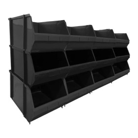 Kit 30 Caixa Box Gaveteiro Industrial Bin Preta N°8 19x31x41