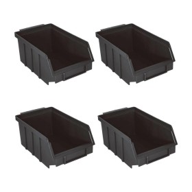 Kit 4 Caixa Box Gaveteiro Industrial Bin Preta N°4 9X13X19CM