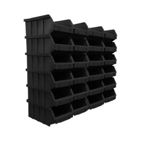 Kit 16 Caixa Box Gaveteiro Industria Bin Preta N°4 9X13X19CM