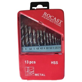 Jogo Brocas Aço Rápido HSS 1,5 a 6,5mm 13 Pcs Rocast 5,0159