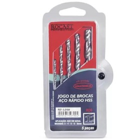 Jogo Brocas Aço Rápido HSS 3 a 8mm 5 Pcs Rocast 5,0164
