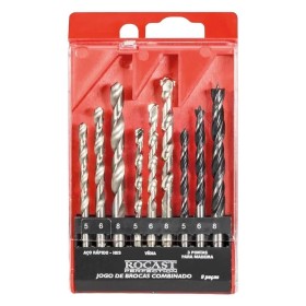 Jogo Brocas Combinado 9P HSS Vidia Madeira 5 a 8mm Rocast 53.0051