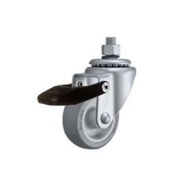 Rodízio branco parafuso giratório com freio 3" GRROA 312 NNKC