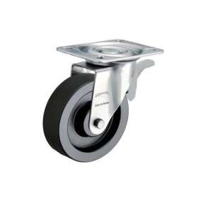 Rodízio preto de nylon giratório com freio 6" GLROA 614 BIN