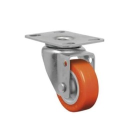 Rodízio laranja de ferro giratório sem freio 8" GM 82 UNS