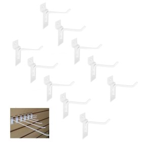 Kit 10 Ganchos Painel Canaletado Simples Branco 5cm MS 10017
