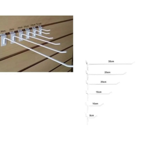Kit 25 Ganchos Painel Canaletado Simples Branco 20cm MS10020