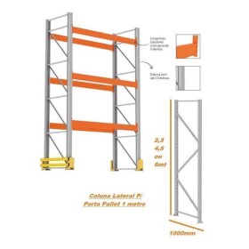 Coluna Lateral 6,0mt P/Porta Pallet Amapa 1000mm 2400k/Nivel