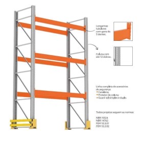 Porta Pallet Continuacao Amapa 3mt C/4 niveis 2000kg 1x2,3mt