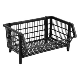 Caixa Cesto Organizador Expositor Empilhavel Preto 55L 11kg