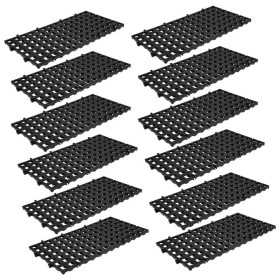 Kit 12 Estrados Piso Plastico Encaixe Preto Leve 25x50x2,5cm