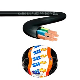 Cabo PP 5x4,0mm 1mt Redondo Preto Sil NBR 247-5 500V
