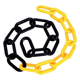 Corrente Plástica Sinalização 7mm Pta+Amarela 25mt Deltaplus