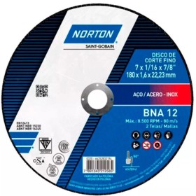 Disco Corte Inox 180mm Fino Esmerilhadeira 7" Norton BNA12