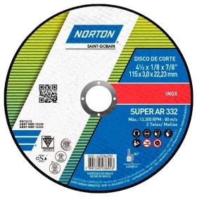Disco Corte Inox 115mm Esmerilhadeira 4.1/2"Norton AR332