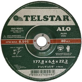 Disco Desbaste Ferro 180mm Esmerilhadeira 7" Telstar ALO