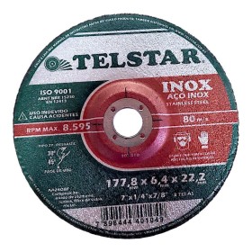 Disco Desbaste Inox 180mm Esmerilhadeira 7" Telstar