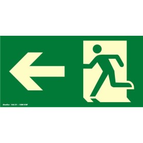 Placa sinalização rota de fuga PVC 315AB "Saída de emergência seta para esquerda"