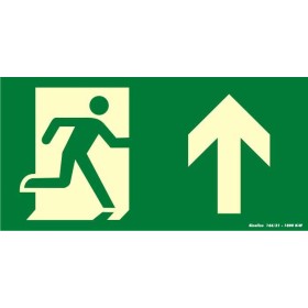 Placa sinalização rota de fuga PVC 315AC "Saída de emergência seta para cima"