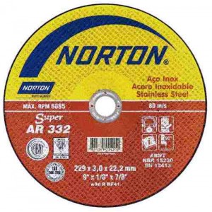 Disco de corte inox 9" x 1/8" x 7/8" AR 332 - Norton