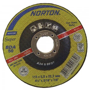 Disco de desbaste ferro 4.1/2" x 3/16" x 7/8" BDA 50 - Norton