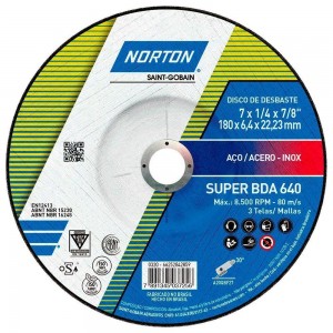 Disco Corte Desbaste 180x6,4x22,23mm 7x1/4x7/8 Norton BDA640