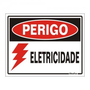 Placa sinalização PVC 15 x 20 200BG "Perigo Eletricidade"