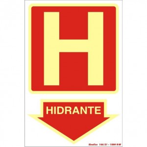 Placa sinalização combate incêndio PVC 250BE "Hidrante"