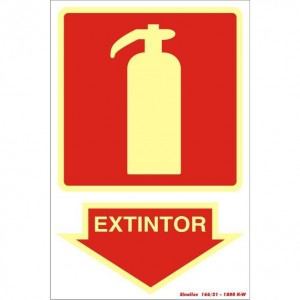 Placa sinalização combate incêndio PVC 250BD "Extintor"